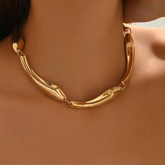 18K Gold Filled Chunky Collar Necklace - Picture 2 of 3